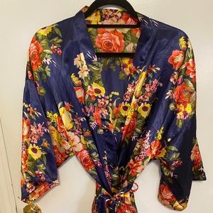 Floral Satin Robe